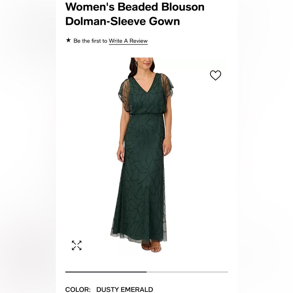 Macy’s Blouson Dolman Gown- Emerald Green